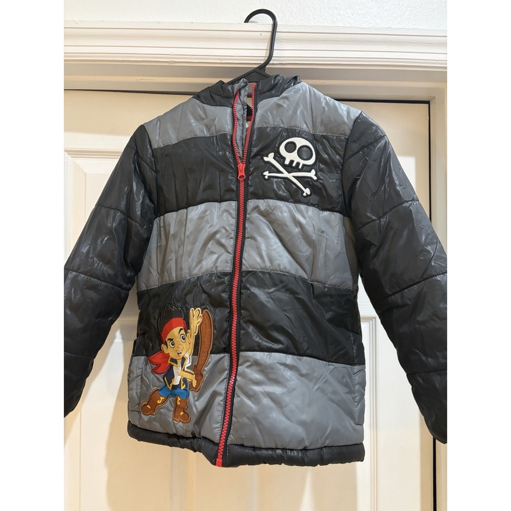 Disney Jake and the Never Land Pirates Puffer Jacket Kids Size 7/8 Winter Coat